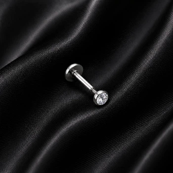 Лабрет с камнем цвет белый Asteel L2660 медицинская сталь 6 мм камень 3 мм