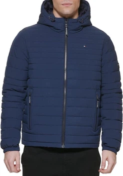 Куртка демісезонна для чоловіка Tommy Hilfiger Embroidered Logo Puffer Jacket, темно-синя, М