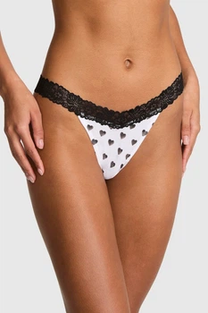 Трусики стринг Victoria's Secret 5(XL) Черно-белый (156514)