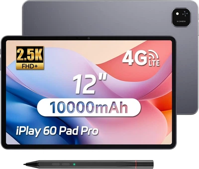 Планшет 12.1" Full HD ALLDOCUBE iPlay 60 Pad Pro 8+12/128Gb 4G 2-SIM 8 ядер Android 14 10000 mAh Серый (102333799)