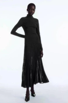 Сукня жіноча COS pleated knitted turtleneck maxi dress 1203905001 S Чорний