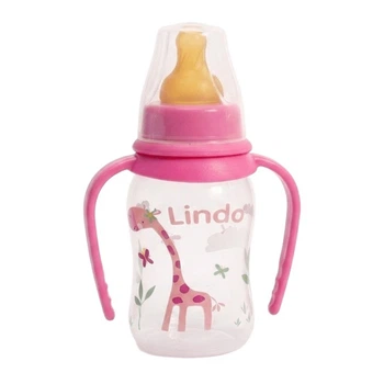 Пляшечка для годування з латексною соскою Lindo Li 166 125 мл Малиновий shop (2000999705199)