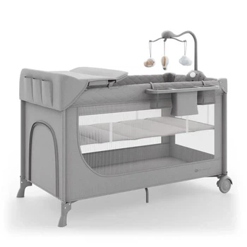 Манеж-ліжко Kinderkraft Leody Up з пеленатором сірий 76x30x30 см
