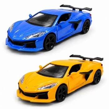 Коллекционная металлическая автомодель TechnoDrive Chevrolet Corvette Z06 19x8x7 см синяя и оранжевая спорткар для игры и демонстрации