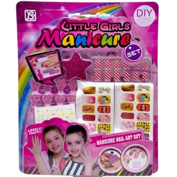 Детский маникюрный набор MIC Little Girls Manicure Set 24x29 см с накладными ногтями и наклейками для творчества Разноцветный