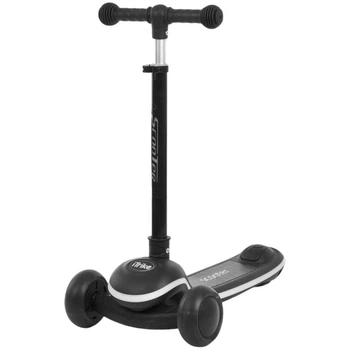 Детский трехколесный самокат iTrike 8899-black, черный, Maxi-big, свет на батарейках, регулируемый руль, колеса PU