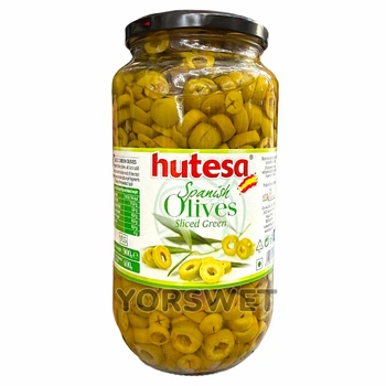 Оливки зелені нарізані кільцями Hutesa Spanish Olives 900 г/400 г (0010)