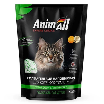 Наповнювач силікагелевий Зелений смарагд для котячого туалету AnimAll Cat litter Green emerald 5 л