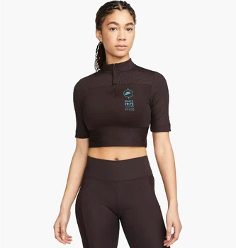 Спортивний топ жіночий Nike Sportswear Women's Ribbed Short-Sleeve Top M Коричневий FJ5253-220