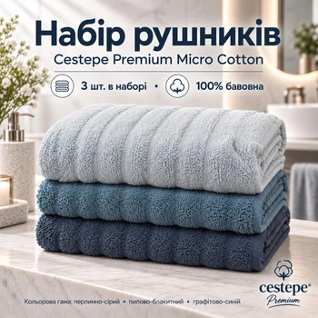 Набор махровых полотенец Cestepe Premium Ezgi 3 шт 80×150 см 100% хлопок серо-голубой