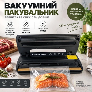 Кухонний вакуумний пакувальник – вакууматор для зберігання продуктів Vacuum Sealer LY-1122 110 Вт 60 кПа