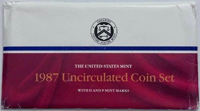 США Два річні набіри 1987 року букви (D) і (P) В офіційному конверті Монети світу UNC