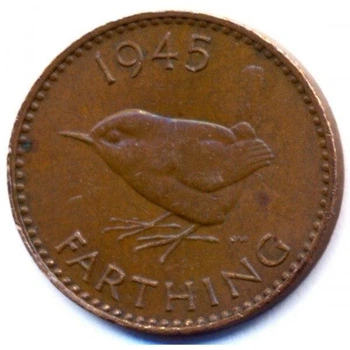 Велика Британія 1 фартінг 1945 рік Монети світу