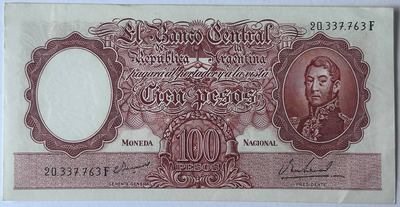 100 Песо Pesos 1951-1969 рр. Банкнота Аргентина Південна Америка P-277