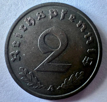 Німеччина Мітка монетного двору "А” - Берлін 2 рейхспфеніга 1937 рік Монети світу