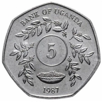 Уганда 5 шилінгів 1987 рік Монети світу