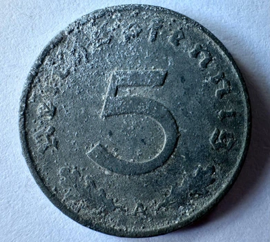 Німеччина Мітка монетного двору "А” - Берлін 5 рейхспфенігів 1941 рік Монети світу