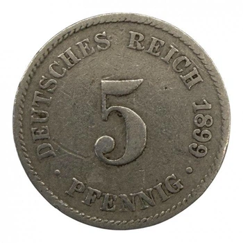 Німеччина Мітка монетного двору "J" - Гамбург 5 пфенігів 1899 рік Монети світу