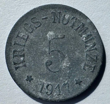 Німеччина Нотгельд Місто Бергцаберн 5 пфенігів 1917 рік Монети світу