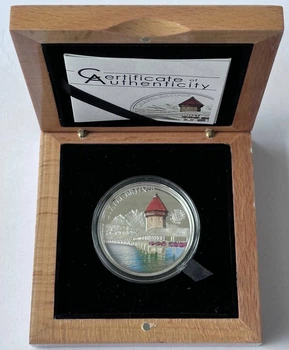 Палау Часовенний міст Капелльбрюке 5 Доларів 2011 рік Тираж 2500 шт Срібло