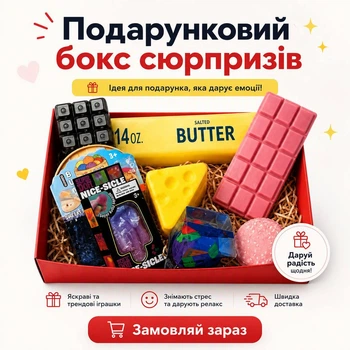 Подарочный набор антистресс-игрушек: Сквиш банан, шоколад, мороженое, сыр, Oreo, кейкап, Хинкали, Butter, Спинер, 10 шт