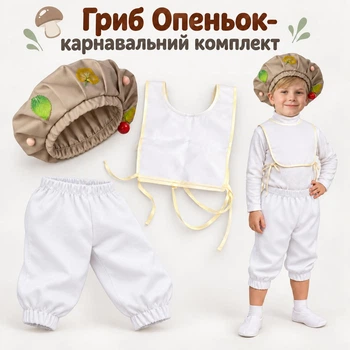 Карнавальний комплект Гриб Опеньок дитячий/ Костюм Грибочка на свято осені, 110-116 см