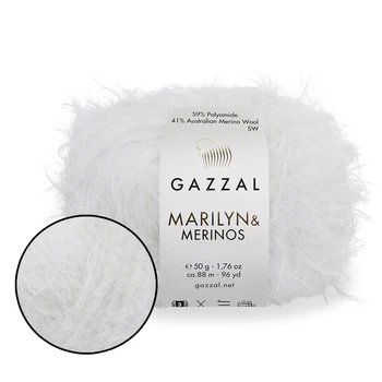 Gazzal Marilyn & Merinos, Молочно-білий №8251 - пряжа з мериноса з поліамідом, 50 г / 88, м для светрів, шапок і кардиганів, Газзал Мерилін Меринос