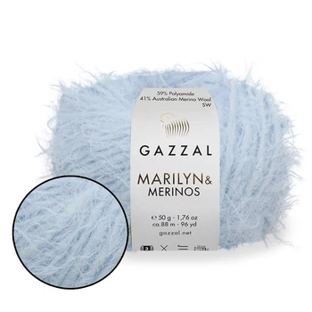 Gazzal Marilyn & Merinos, Голубой №8279 - пряжа из мериноса с полиамидом, 50 г / 88, м для свитеров, шапок и кардиганов, Газзал Мэрилин Меринос