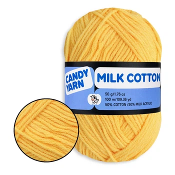 Пряжа Candy-Yarn Milk Cotton Апельсин №30, бавовна з молочним акрилом для в'язання, м'яка дитяча пряжа 50г/100м для в'язання іграшок та одягу