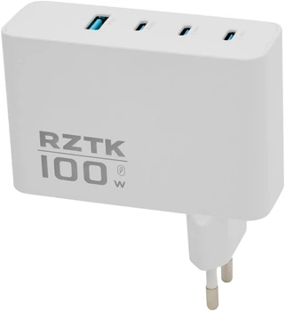 Сетевое зарядное устройство RZTK Block PD 100W USB-A + USB-C White