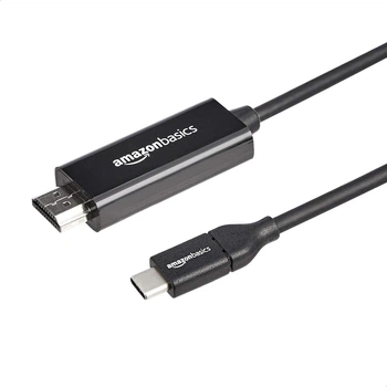 Кабель-адаптер Amazon Basics USB-C на HDMI для подключения к мониторам и проекторам с поддержкой разрешения 4K 30 Гц черный длиной 0.9м
