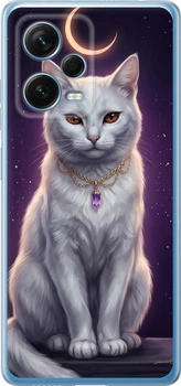 Чехол для Xiaomi Redmi Note 12 Pro+ 5G Mystic White Cat Gothic Dark Purple Gold