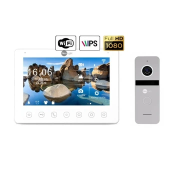 Комплект відеодомофона Neolight NeoKIT HD Wi-Fi 7" IPS 1024x600, White+Silver