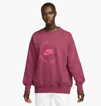 Свитшот женский Nike Nsw Flc Os Crew Prnt XS Розовый FD4234-653