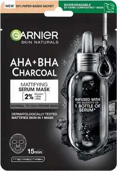 Черная Тканевая маска Garnier Skin Naturals Очищающий Уголь + Черные водоросли 28 г (3600542097253)