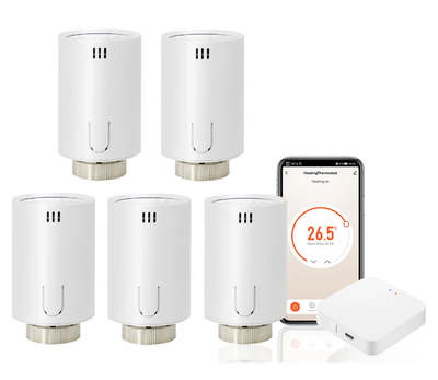 Wi-Fi керування радіаторами 1DAL | ZigBee термоголовка (5 шт.) + розумний хаб Tuya (TR05.WG128A)
