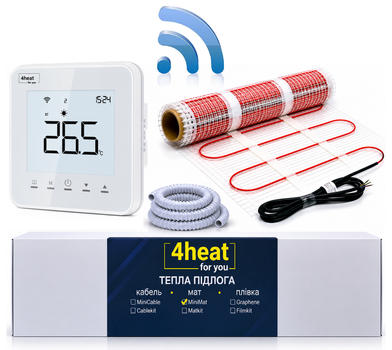 Тепла підлога 4HEAT з WiFi управлінням MatKit WSW-6,0 м2 | Нагрівальний мат під плитку + Smart регулятор