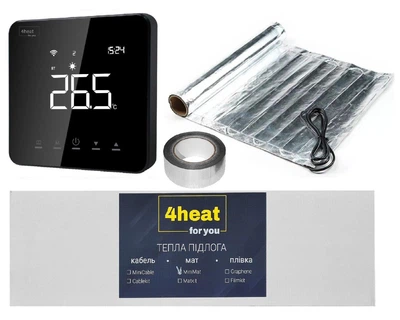 Комплект тепла підлога під ламінат AlumKit Sensor-5,0 м2 | Алюмінієвий мат + Сенсорний терморегулятор 4HEAT
