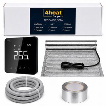 Комплект тепла підлога під ламінат AlumKit Sensor-1,0 м2 | Алюмінієвий мат + Сенсорний терморегулятор 4HEAT