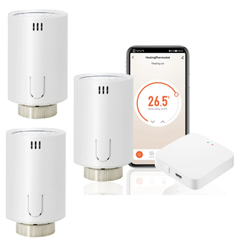 Wi-Fi керування радіаторами 1DAL | ZigBee термоголовка (3 шт.) + розумний хаб Tuya (TR03.WG128A)