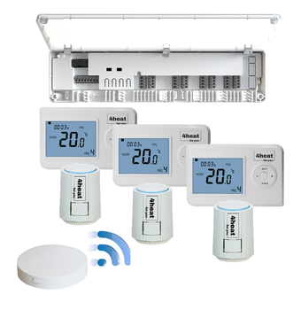 Бездротове Wi-Fi керування водяною підлогою 3 зони 4HEAT | HR-03RF + EGW01 + WT-02 (3 шт.) + Привод ATR (3шт)