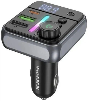 FM-трансмітер Borofone BC50 Ascenso 2USB-A/USB-C PD&QC3.0 38W Bluetooth Black