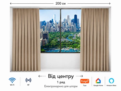 Електрокарниз для штор LIVOLO 200 см, Wi-Fi Tuya Smart, з пультом ДК