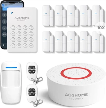 Сигнализация AGSHOME 15 в 1 WiFi 120 дБ, датчики дверей и окон, движения, Smart Life, Alexa, Google Assistant