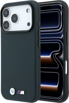 Чехол BMW M Quadrille Kevlar Metal Logo MagSafe для Apple iPhone 18 Pro / 17 Pro Blue (3666339668730)