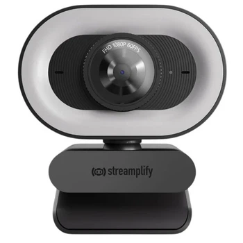 Веб-камера Streamplify CAM PLUS-FHD-2M60-LIGHT, Black, 1920x1080 / 60 fps, 1/3' CMOS, стереомікрофон, автофокус, кут огляду 80°, кільцева лампа з трьома режимами колірної температури, кришка зсуву, магнітна підставка, USB 2 м (SPCW-CLFH221.11