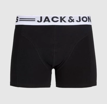 Мужские трусы боксеры Jack & Jones 1 шт, размер S, черные, логотип белый