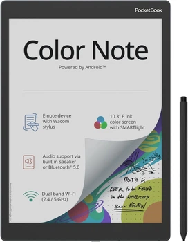 Электронная книга 10.3'' PocketBook Color Note PB1041 4/32Gb / Android 12 / Wi-Fi / Bluetooth / Цветной сенсорный E Ink Kaleido 3 (1072 × 1448) / До 1 месяца работы от батареи / Серый (102360433) - Уценка