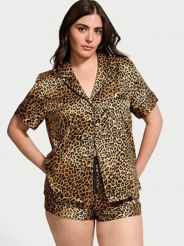 Пижама (рубашка + шорты) женская Victoria's Secret 26935425 L Коричневая (5951666948)