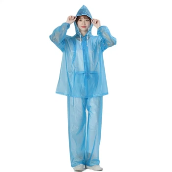 Дождевик Raincoat Set плащ + брюки универсальный комплект для защиты от дождя One Size синий